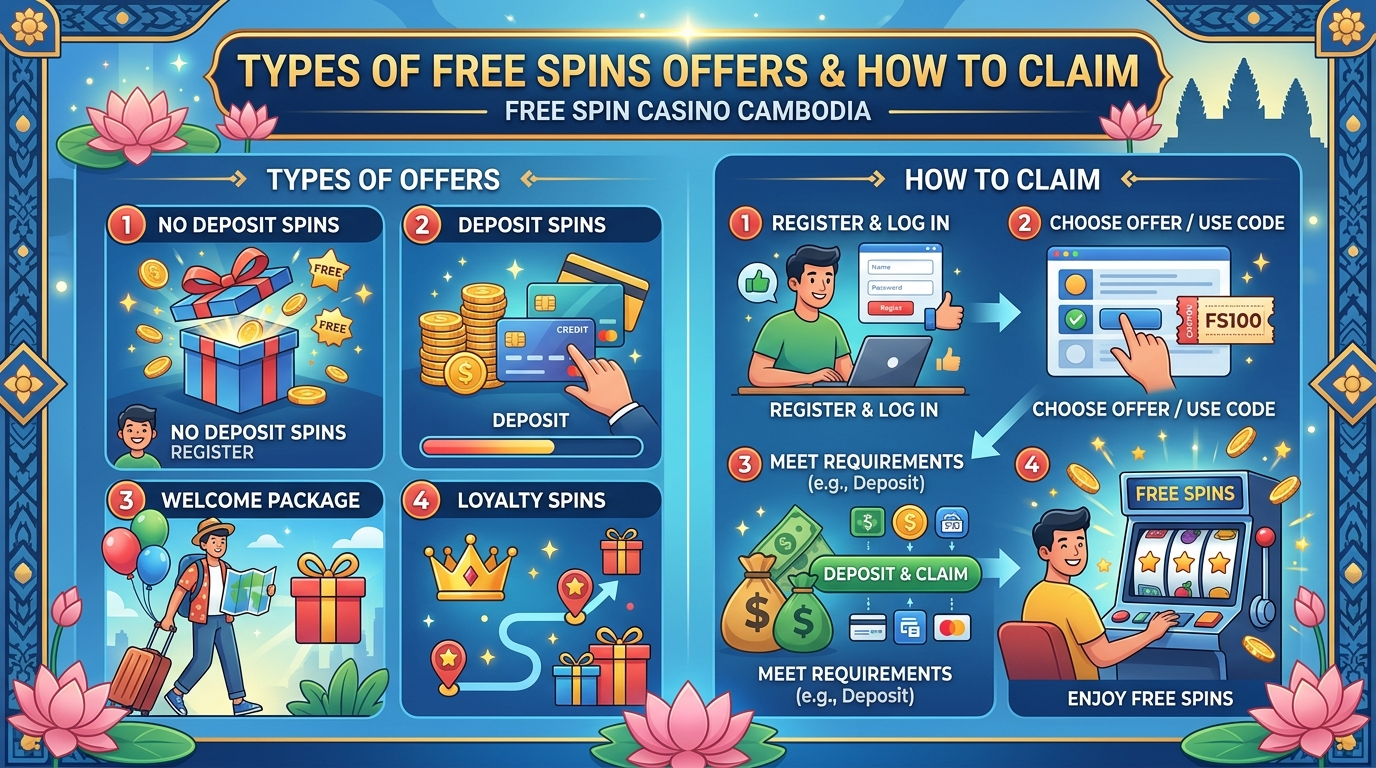 ប្រភេទនៃការផ្តល់ជូន Free Spins និងរបៀបទាមទារ